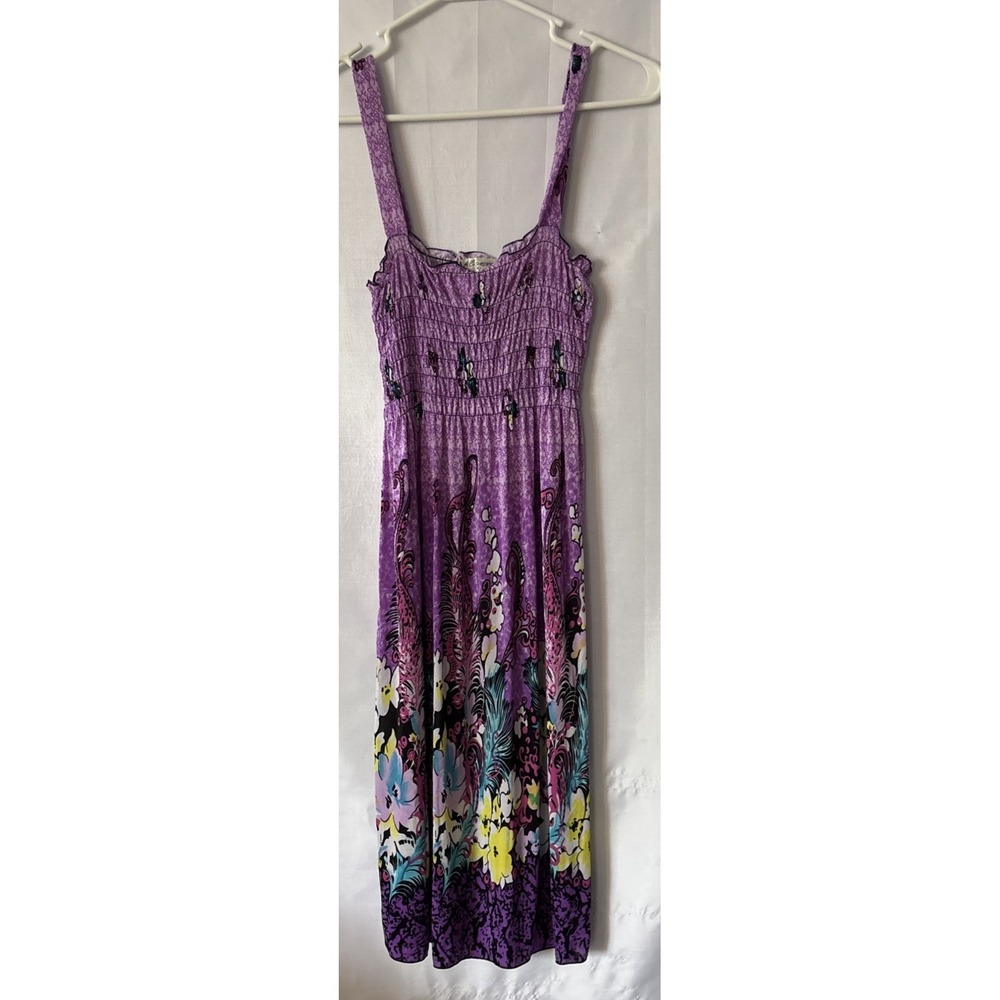 Women's/JRS  Purple Floral Smocked Midi Dress  XL Ace Fashion Flaw